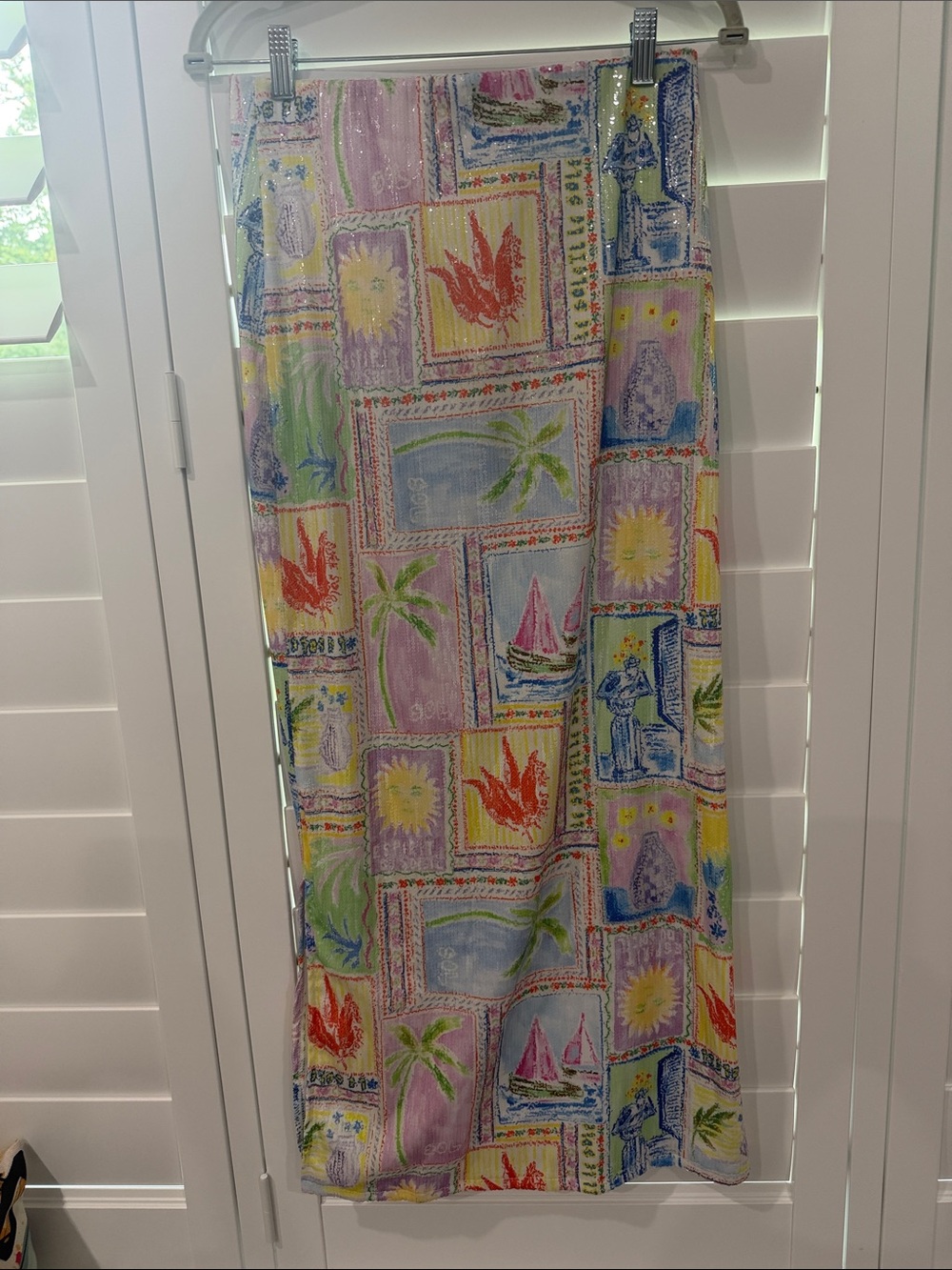 Show Me Your MuMu sequined Patchwork Maxi Skirt - Multicolor Sailboat Print